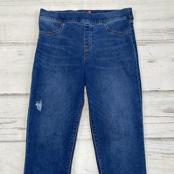 SPANX Jeans Women's L Large Blue Distressed Denim Skinny Stretch - Picture 4 of 11